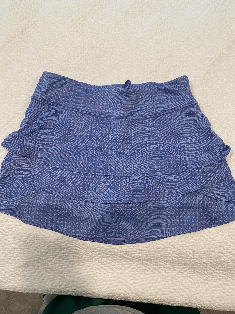 Athleta Blue Wave-Print Tiered Mini Skirt